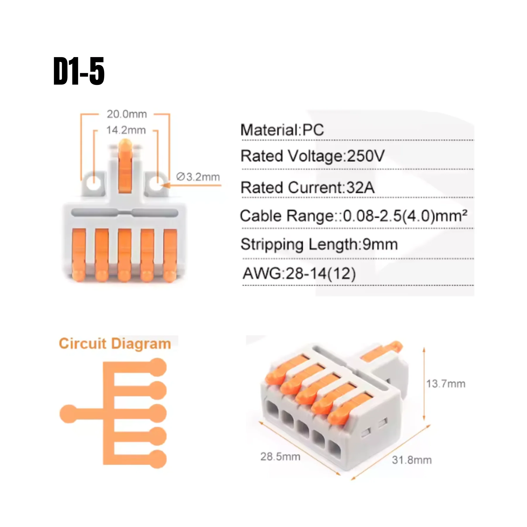 Pack de Clemas eléctricas de empuje para cables - Image 4